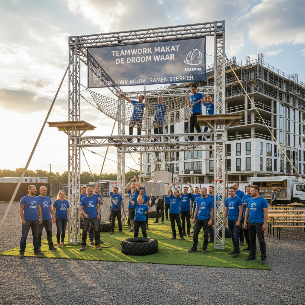 Realistische foto passend bij Bedrijfsfeest bouwbedrijf: Team bonding op maat van jullie bouwcrew vo